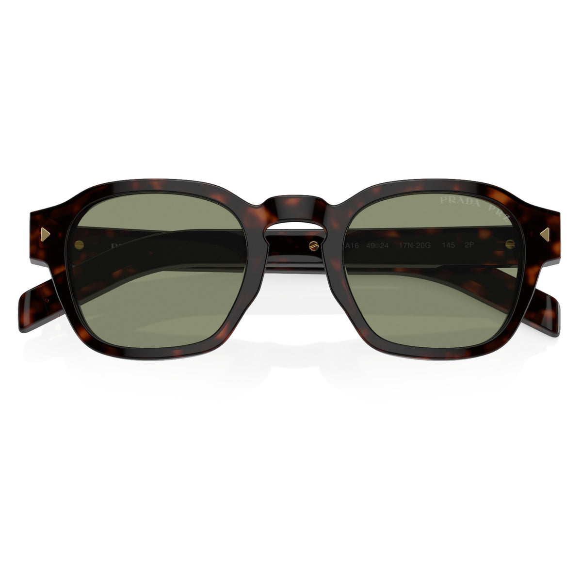 Mens Prada PRA16S Polarised Sunglasses Radica Tortoise/Green