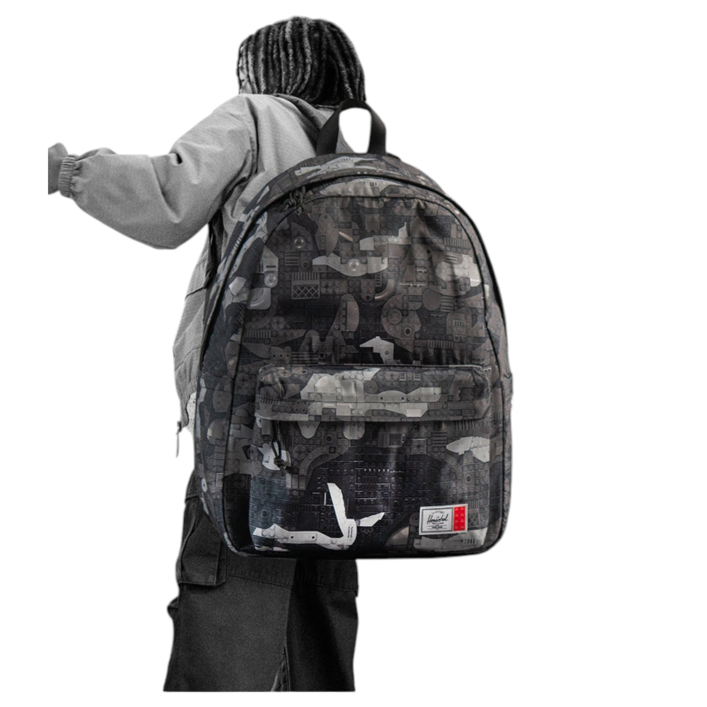Unisex Adults Herschel Lego Classic XL 30L Backpack Abstract Bricks Black