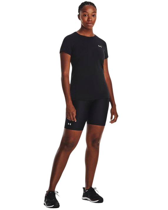 Womens Under Armour Tech Crew T-Shirt Black/ Silver