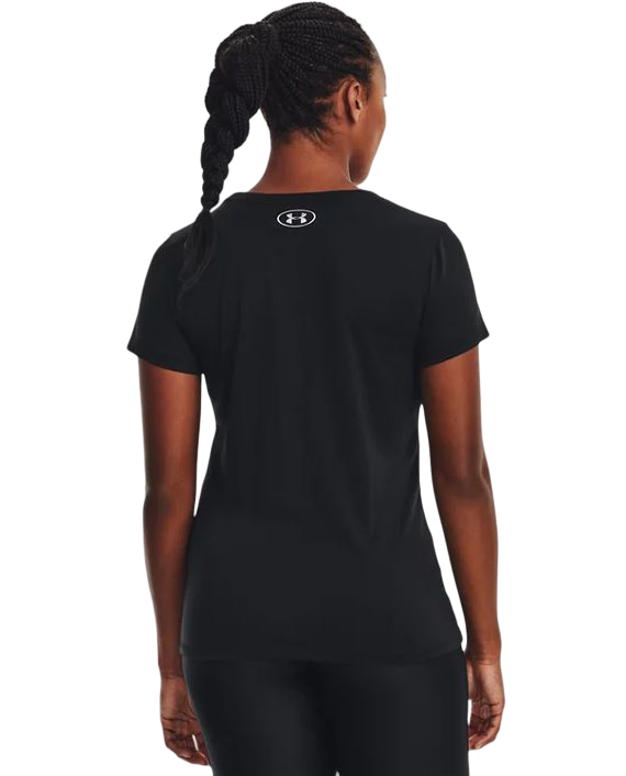 Womens Under Armour Tech Crew T-Shirt Black/ Silver