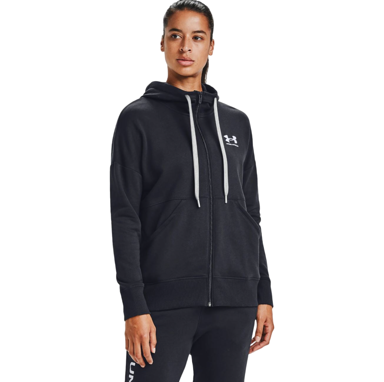 Womens Under Armour Rival Fleece Full Zip Hooded Hoodie Black