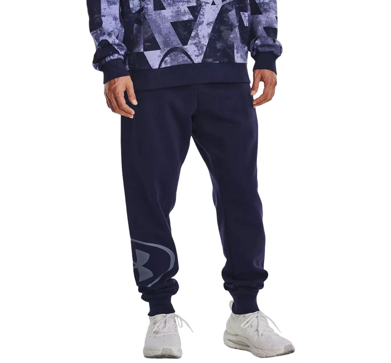 Mens Under Armour Rival Fleece Marco Branded Trackies Navy