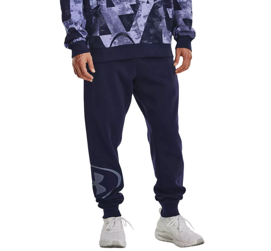 Mens Under Armour Rival Fleece Marco Branded Trackies Navy