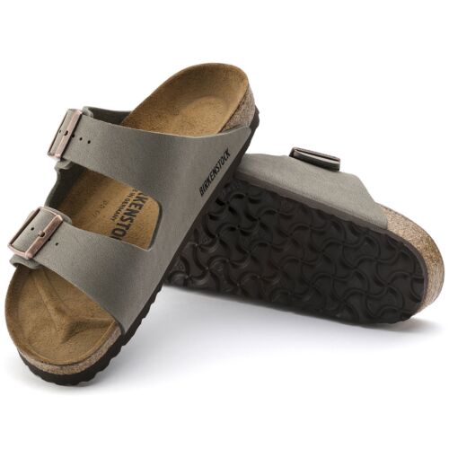 Womens Birkenstock Arizona Birko-Flor Birkibuc Sandals Stone