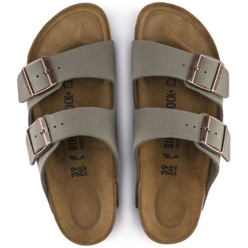 Womens Birkenstock Arizona Birko-Flor Birkibuc Sandals Stone