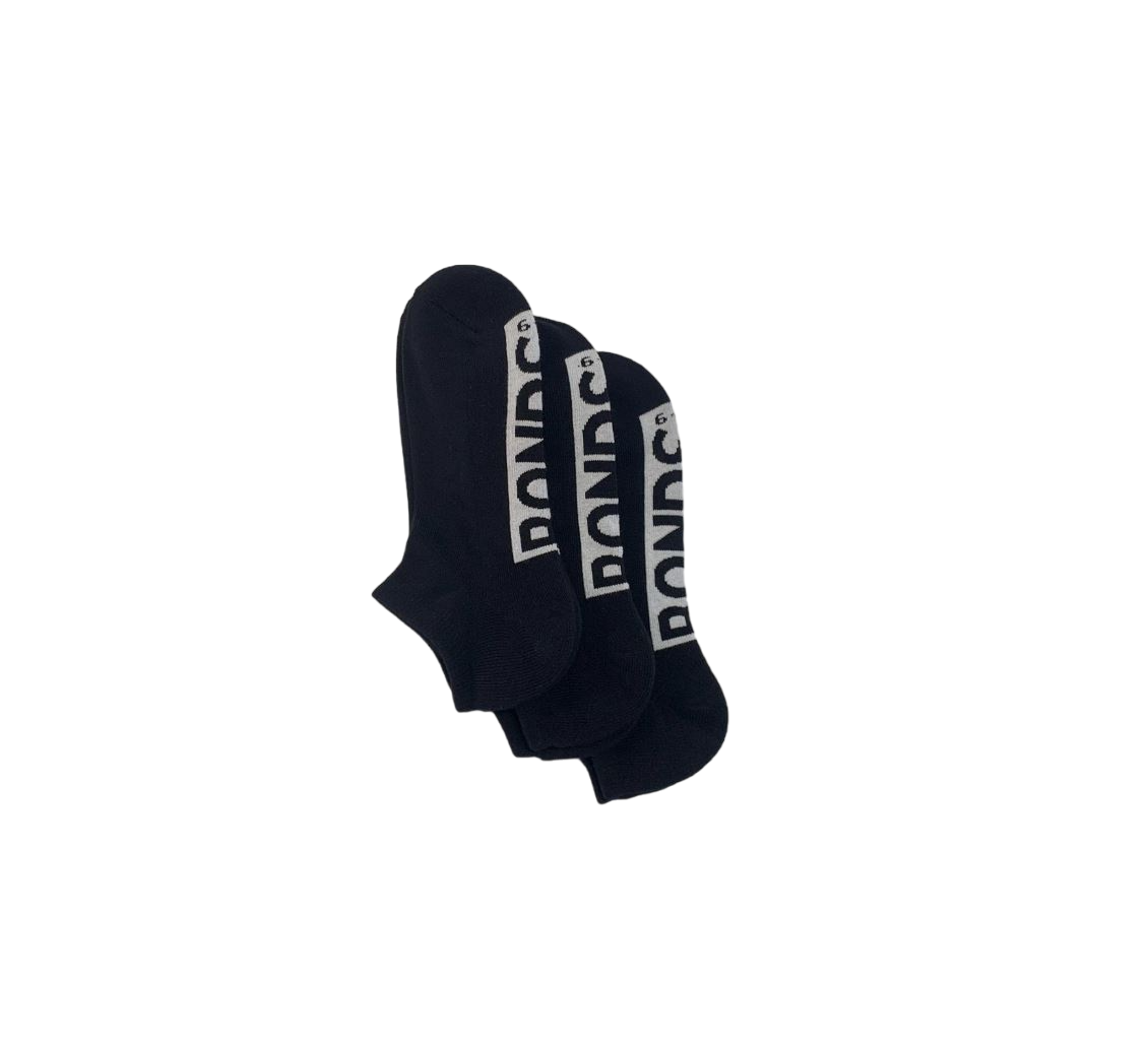 3 Pack Mens Bonds Logo Cushioned Low Cut Socks Black