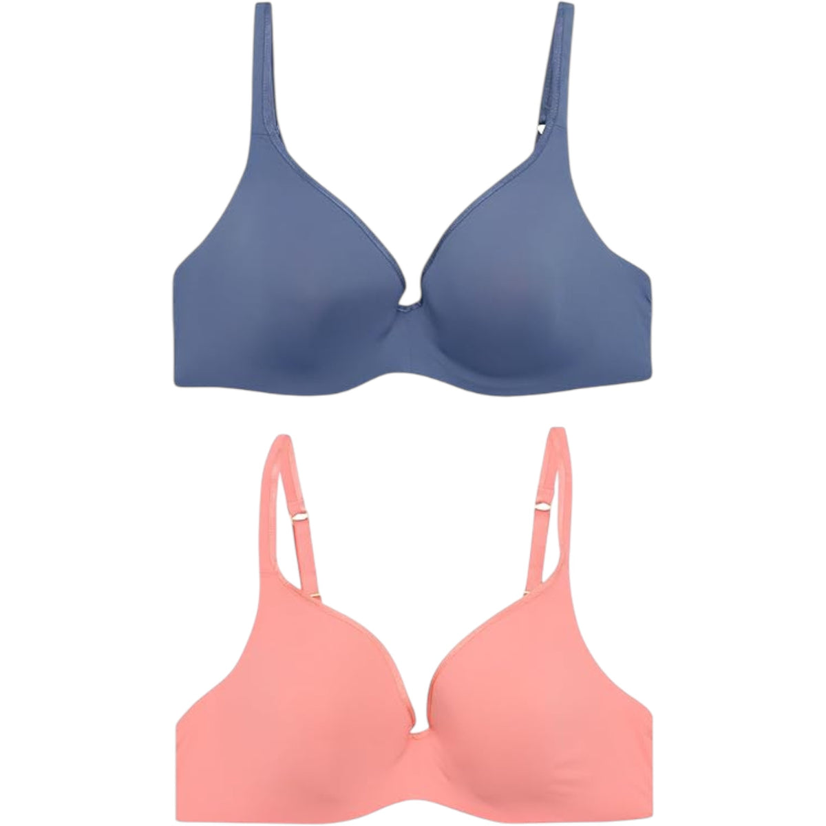 2 Pack Womens Berlei Barely There Contour Bra Peach/Blue