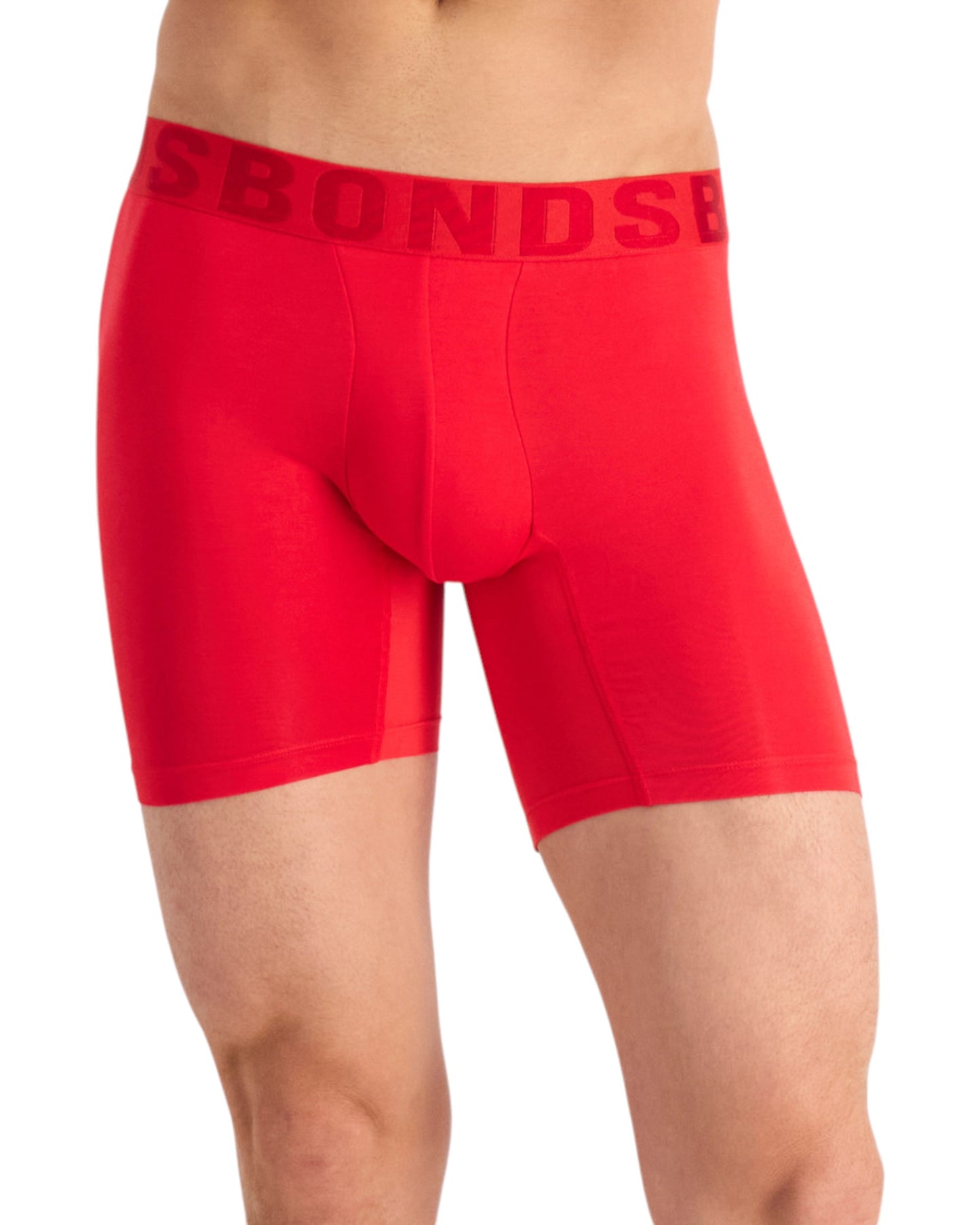 2 Pack Mens Bonds Chafe Off Trunks Underwear Red/Charcoal
