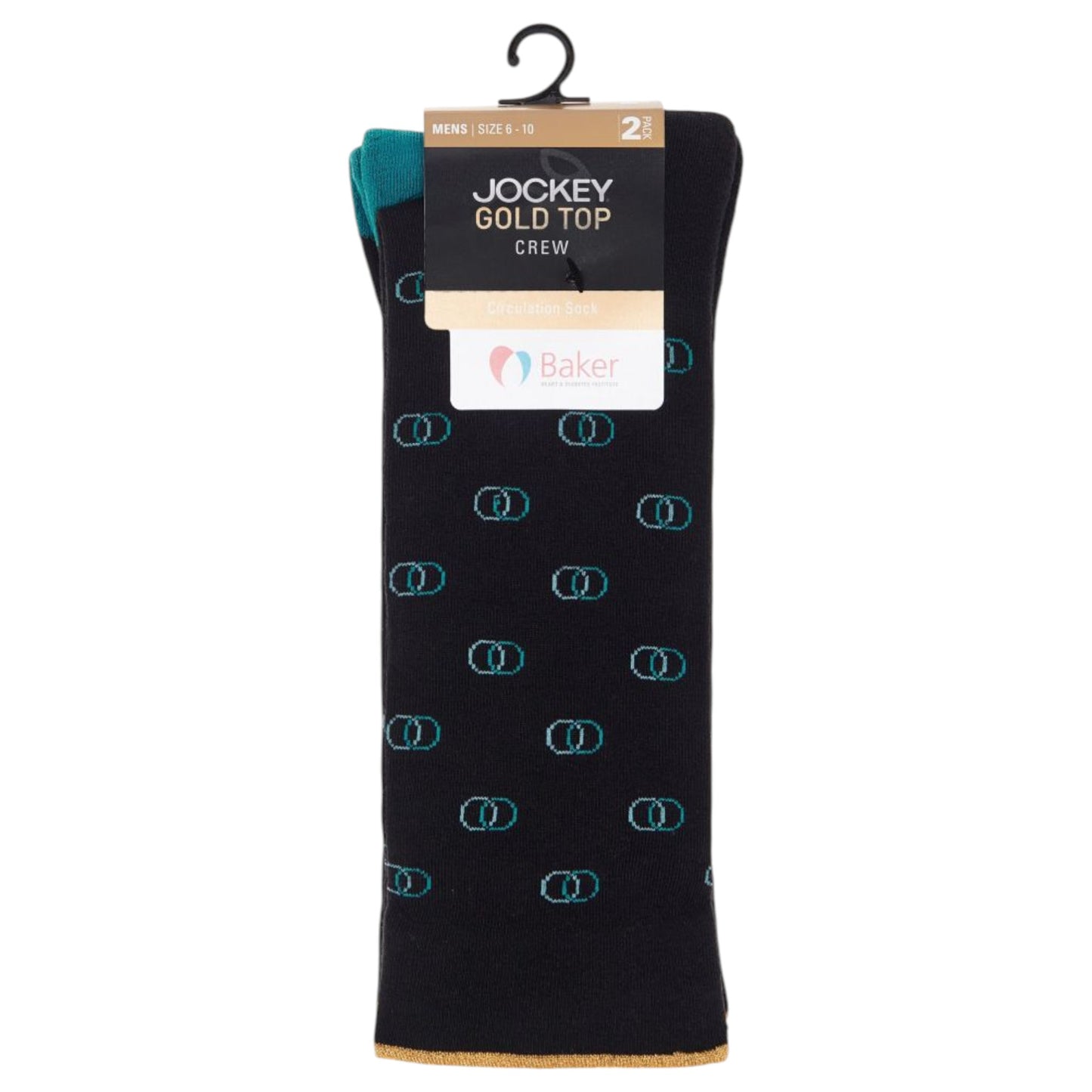 2 Pack Mens Jockey Circulation Cotton Crew Socks Black