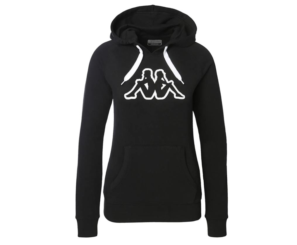 Womens Kappa Logo Zeleril Slim Hoodie Black/White