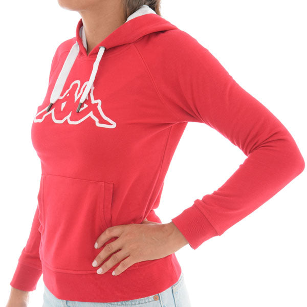 Womens Kappa Logo Zeleril Slim Hoodie Red/White