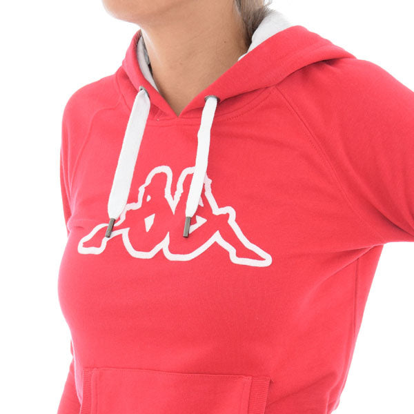 Womens Kappa Logo Zeleril Slim Hoodie Red/White