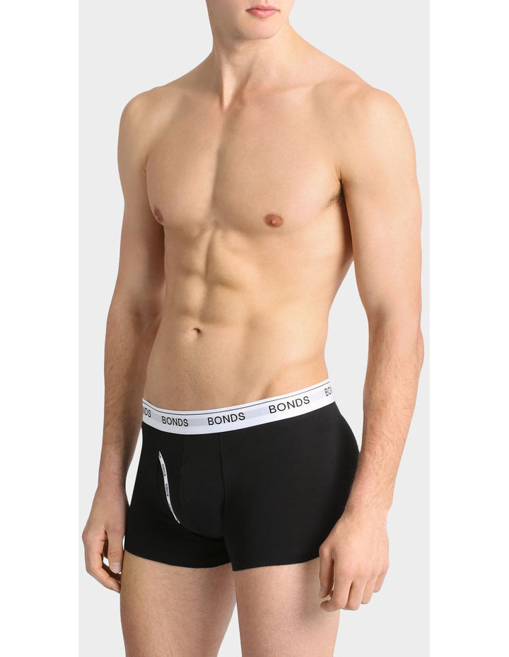 3 Pack Mens Bonds Guyfront Trunks Underwear Black