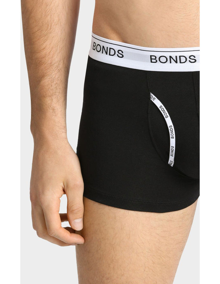 3 Pack Mens Bonds Guyfront Trunks Underwear Black