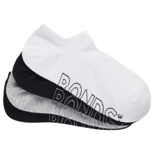4 Pack Womens Bonds No Show Socks Black/Grey/White