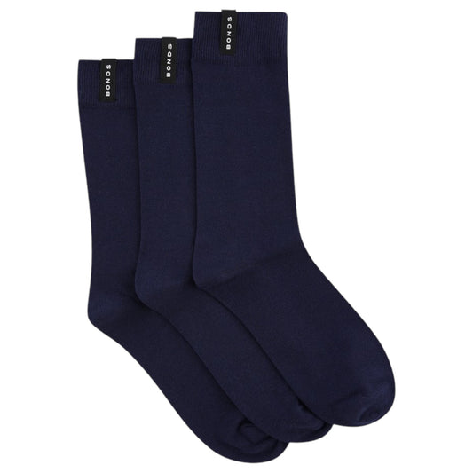 3 Pack Mens Bonds Everyday Very Comfy Crew Socks Navy