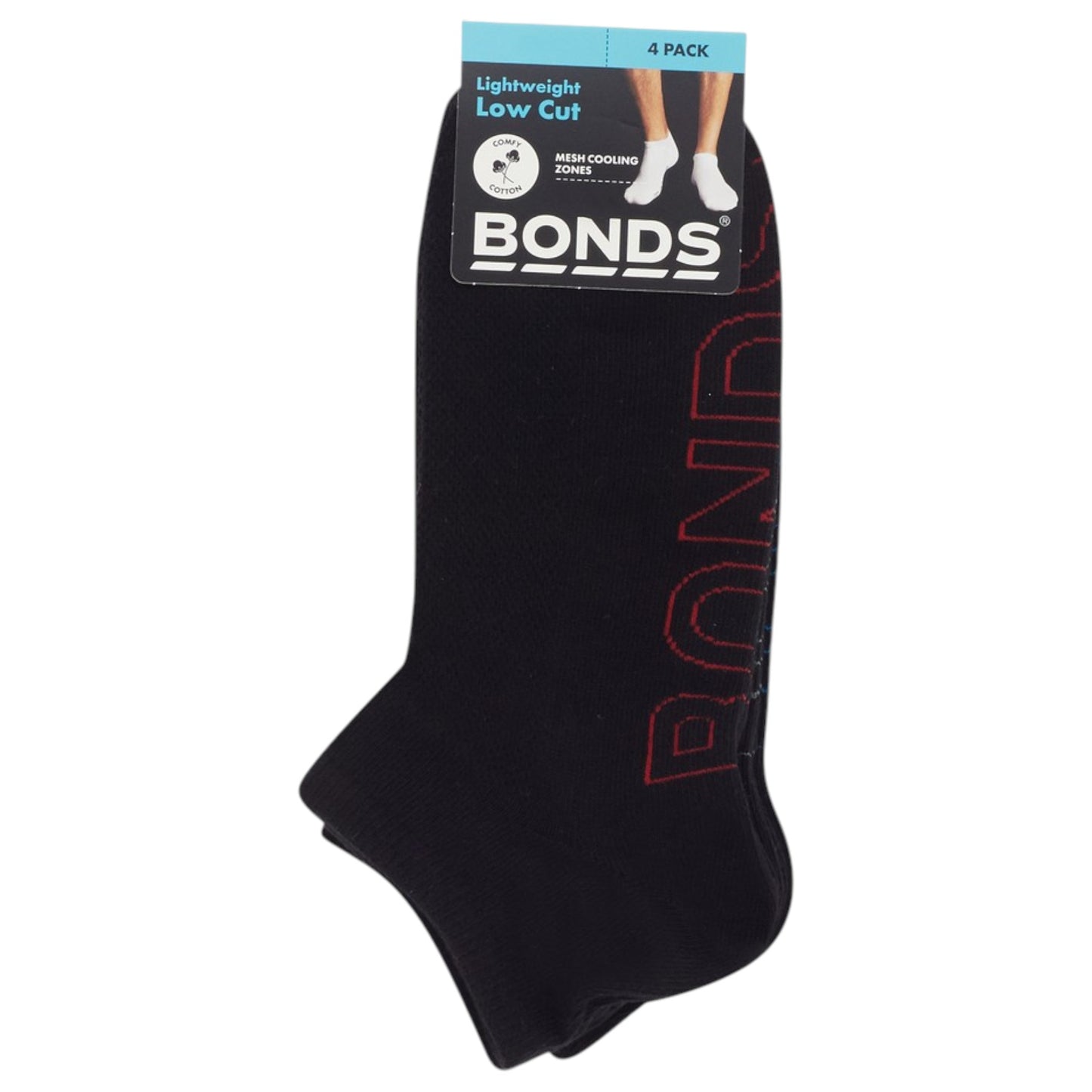 4 Pack Mens Bonds Lightweight Low Cut Socks Black