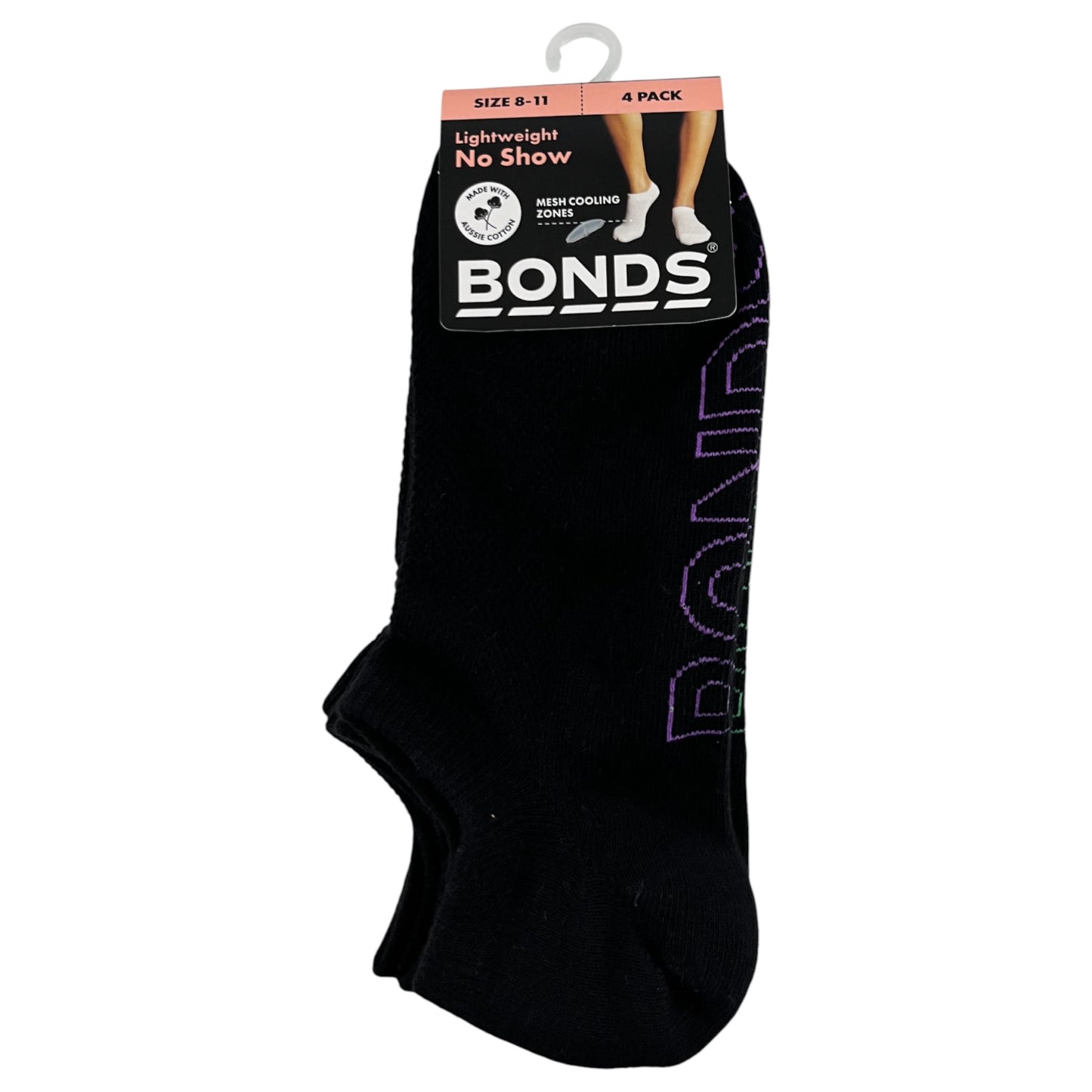 12 Pack Womens Bonds Logo Lightweight No Show Socks Black