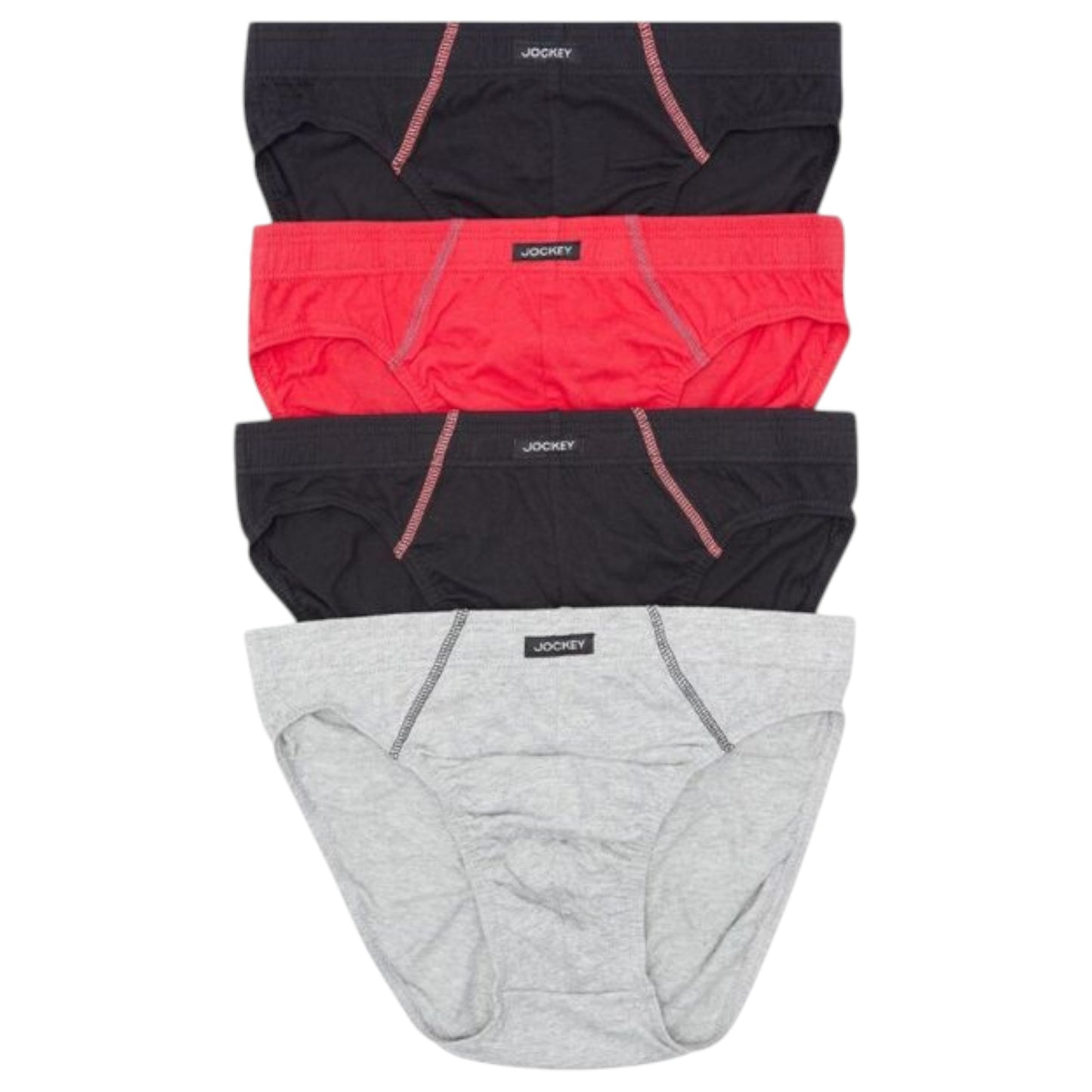 4 Pack Mens Jockey Cotton Briefs Underwear Black/Grey/Red