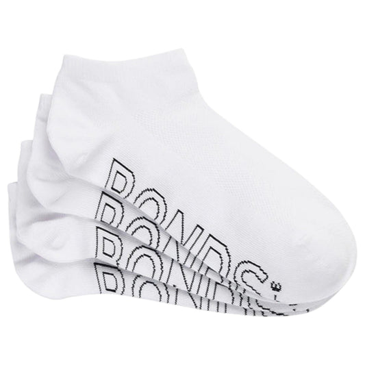 4 Pack Womens Bonds Logo Lightweight Low Cut Socks White