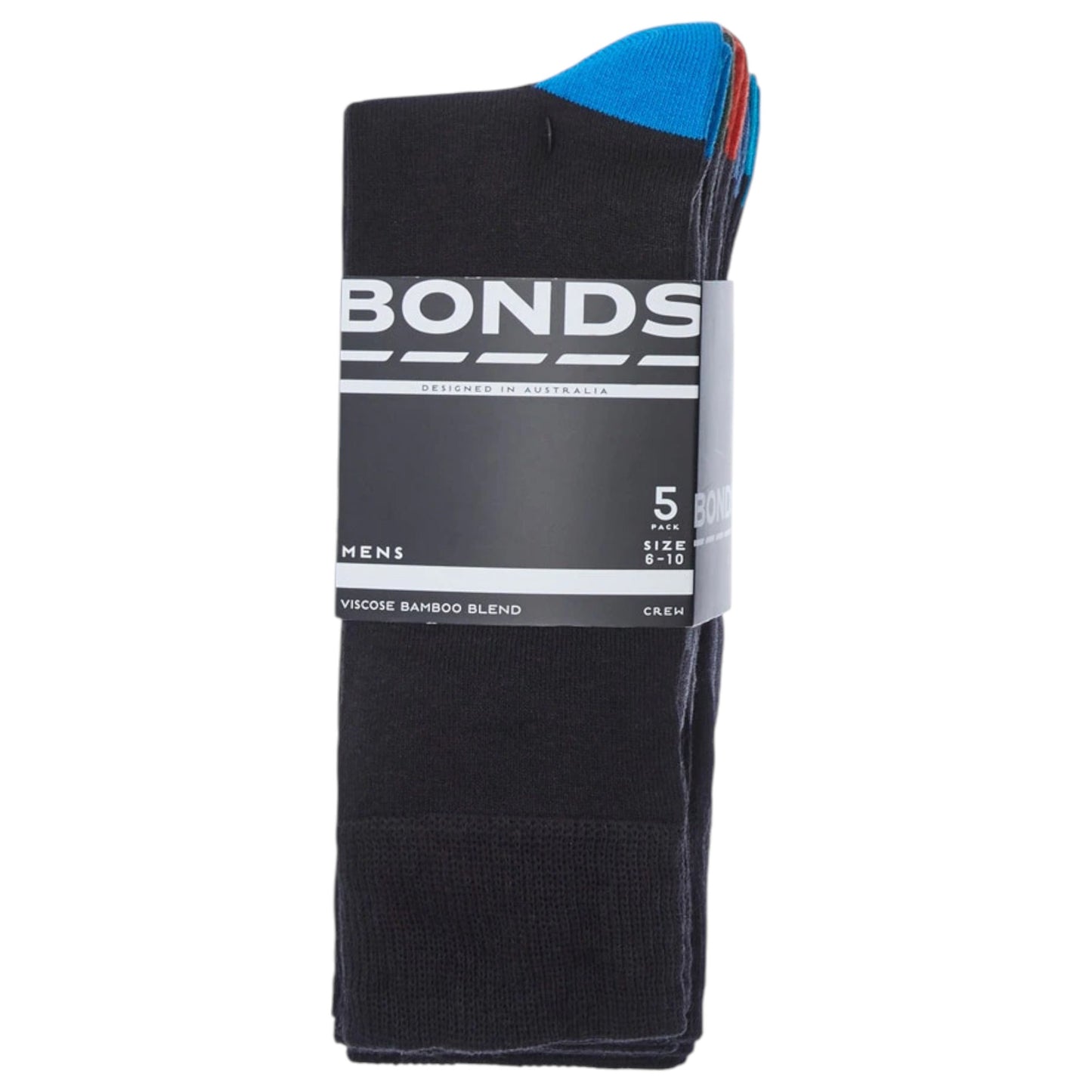 5 Pack Mens Bonds Business Bamboo Crew Socks Black