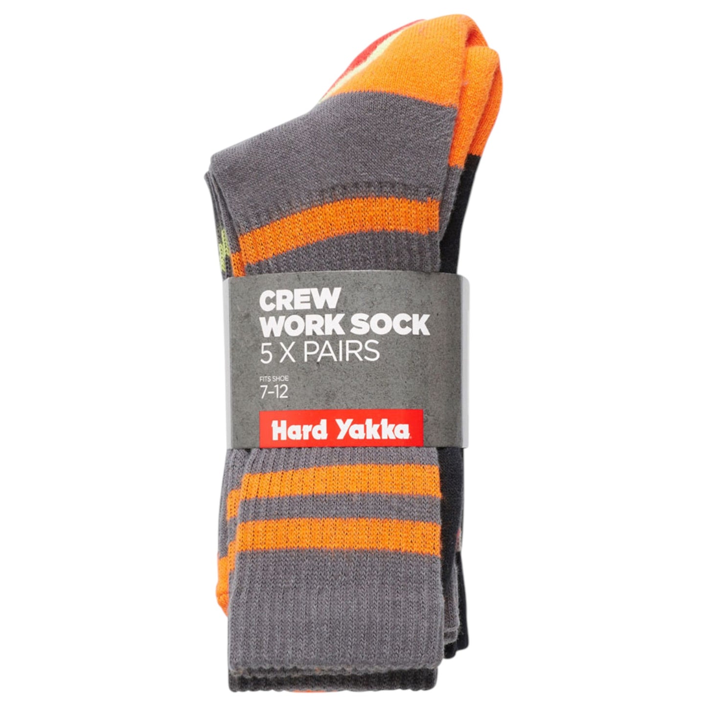 5 Pack Mens Hard Yakka Cotton Work Crew Socks Multi