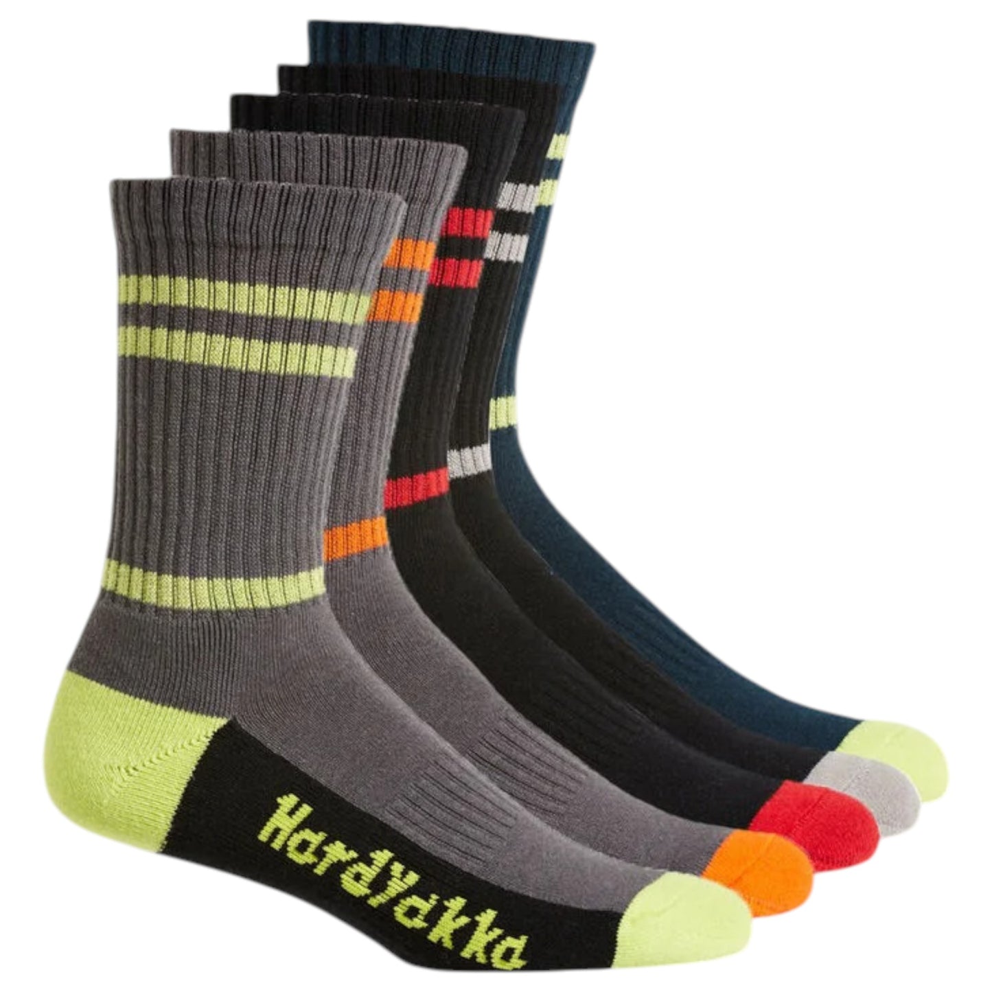 5 Pack Mens Hard Yakka Cotton Work Crew Socks Multi