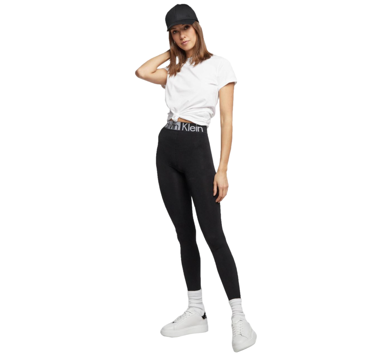 Womens Calvin Klein Slim Fit Pull On High Rise Leggings Black