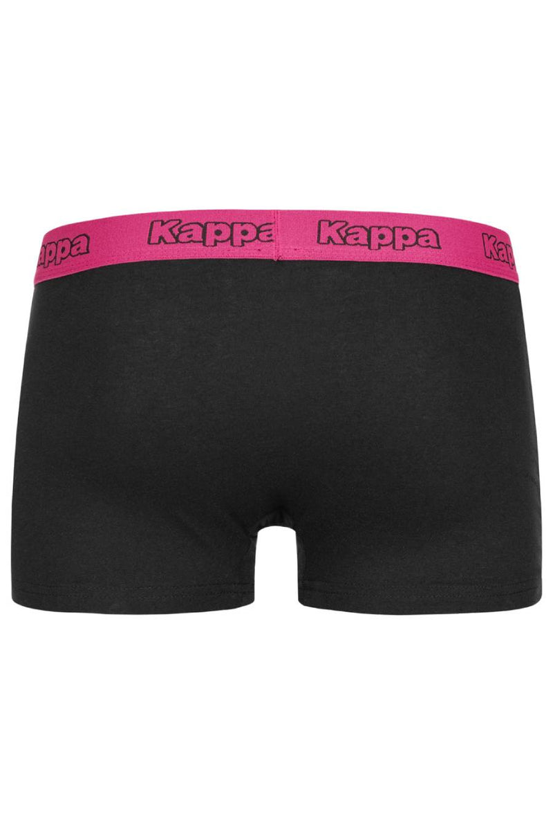 4 x Kappa Mens Boxer Shorts Comfy Trunks Black/Fuchsia