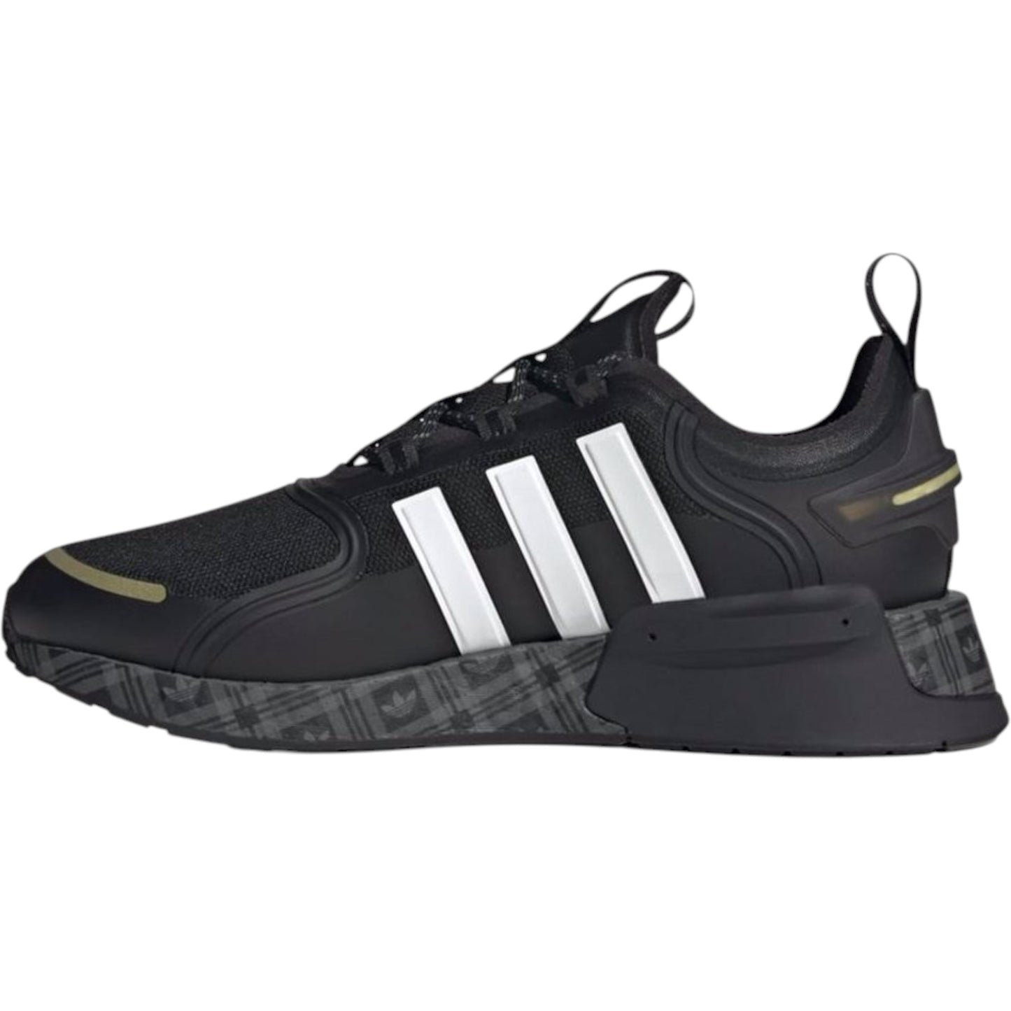 Mens Adidas NMD V3 Shoes Black/White/Gold Metallic
