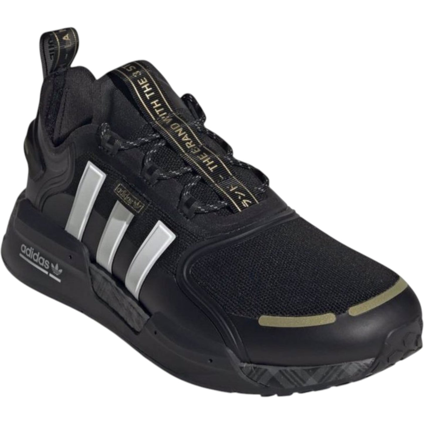 Mens Adidas NMD V3 Shoes Black/White/Gold Metallic