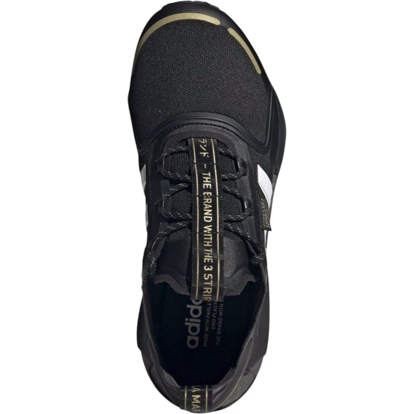 Mens Adidas NMD V3 Shoes Black/White/Gold Metallic