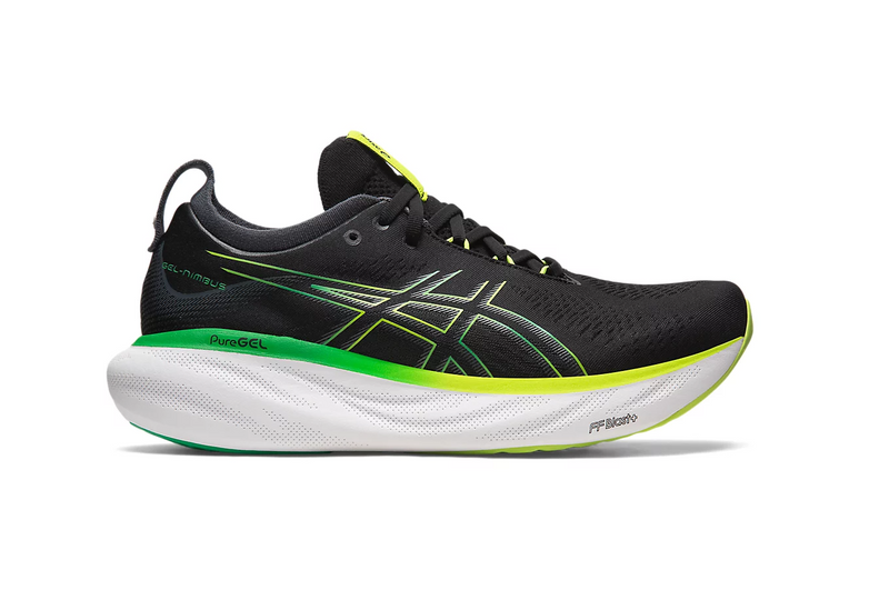 Mens Asics Gel-Nimbus 25 Black/Lime Zest Athletic Running Shoes