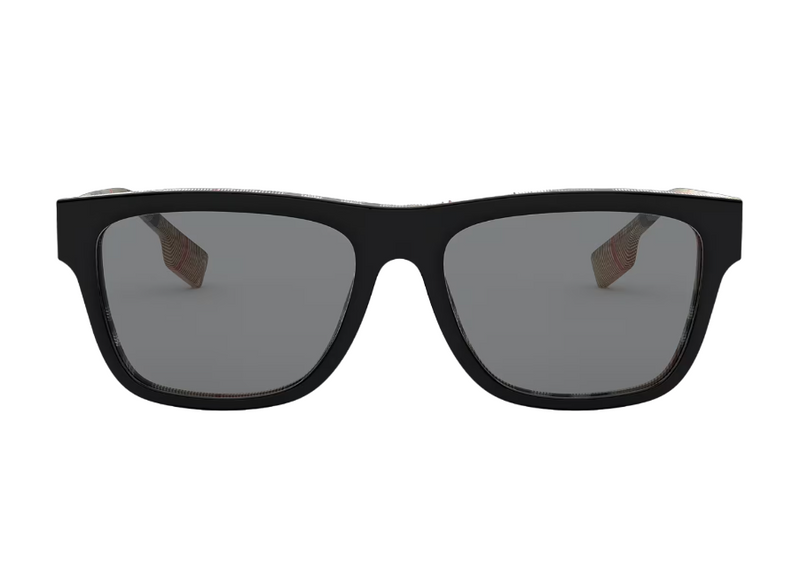 Mens Burberry Sunglasses Be4293 B Logo Top Black On Vintage Check Sunnies