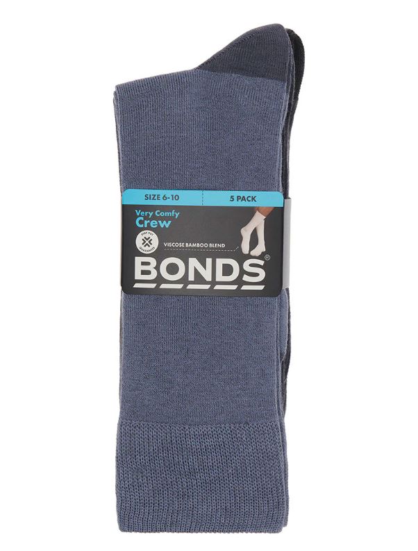 5 Pack Mens Bonds Business Bamboo Crew Socks Multi