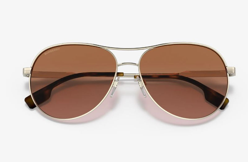 Womens Burberry Sunglasses Be3122 Tara Light Gold/ Brown Gradient Sunnies