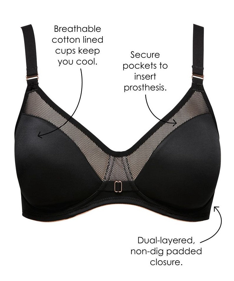 Womens Berlei Post Surgery Mesh Bra Black