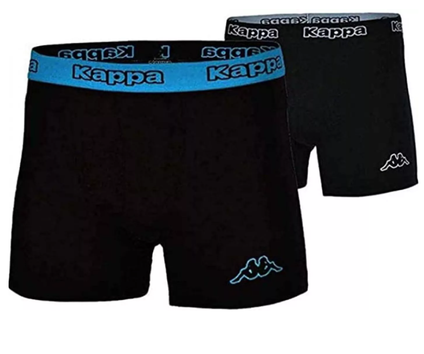 2 Pack Mens Kappa Boxers Trunks Underwear Black/Blue Sea