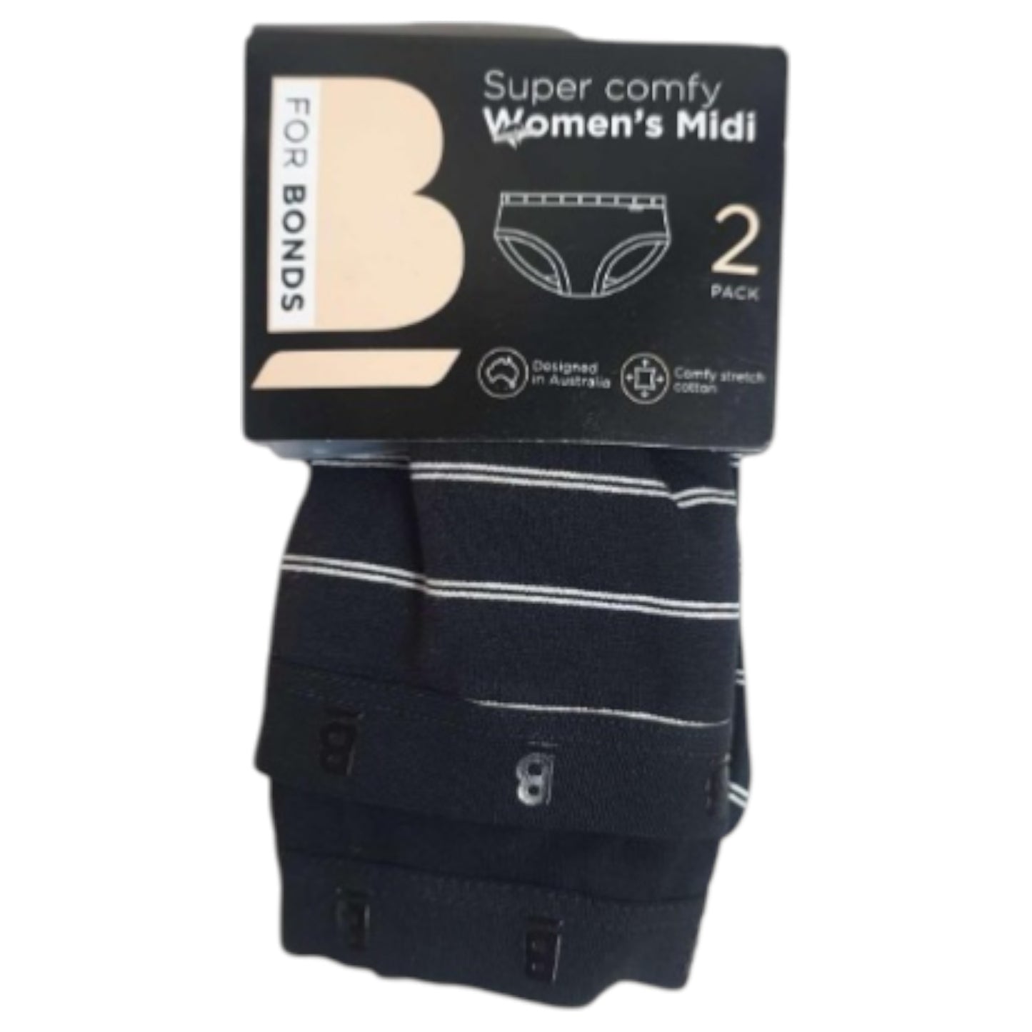 2 Pack Womens Bonds Comfy Midi Briefs Underwear Black