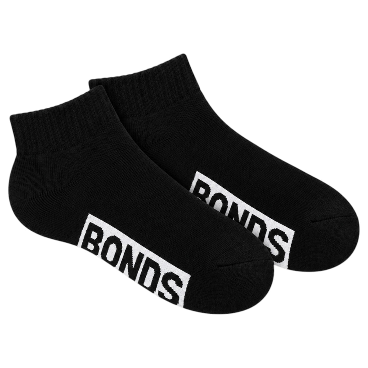 3 Pack Kids Boys Bonds Cushioned Quarter Crew Socks Black