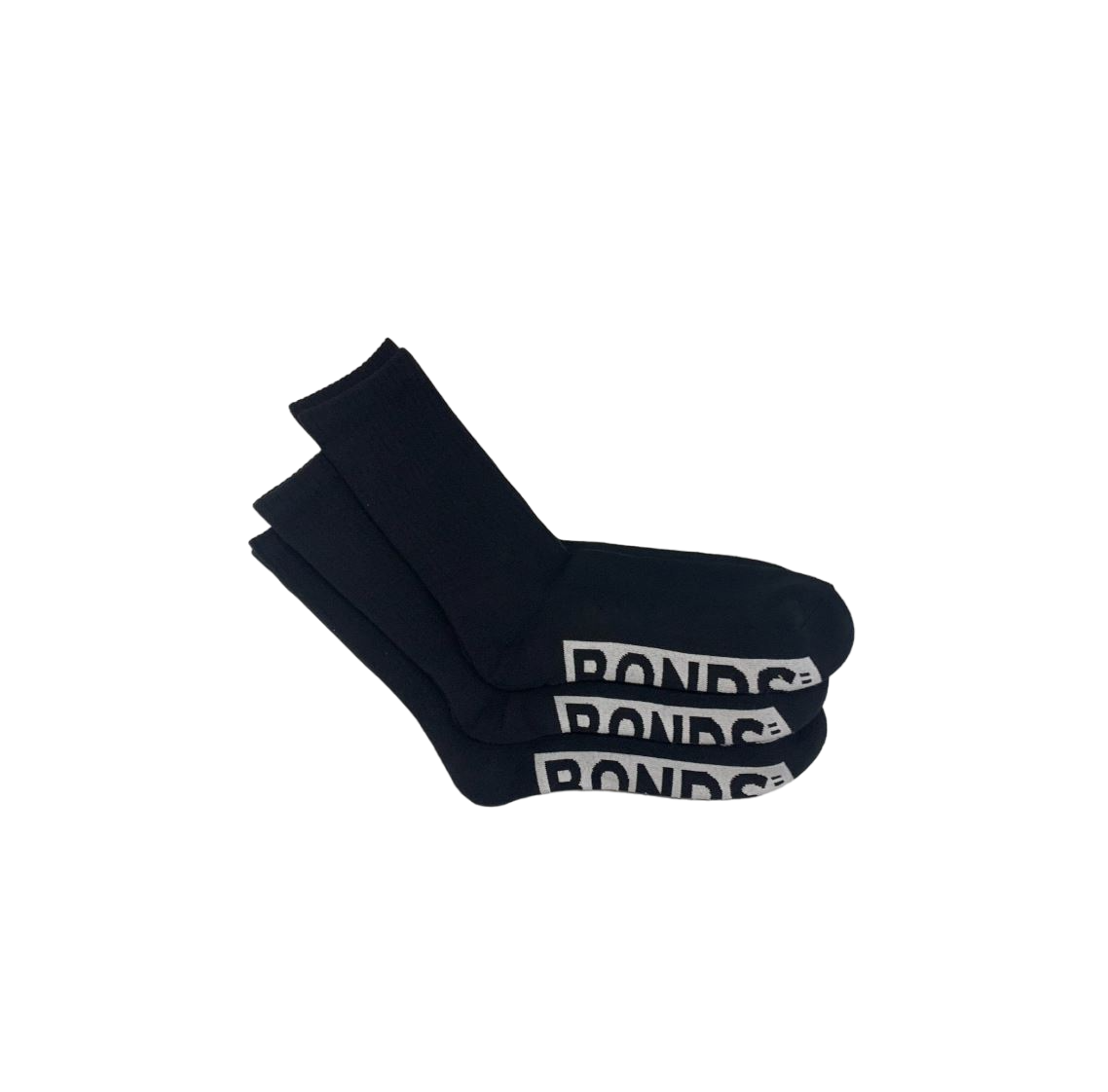 3 Pack Mens Bonds Logo Cushioned Crew Socks Black