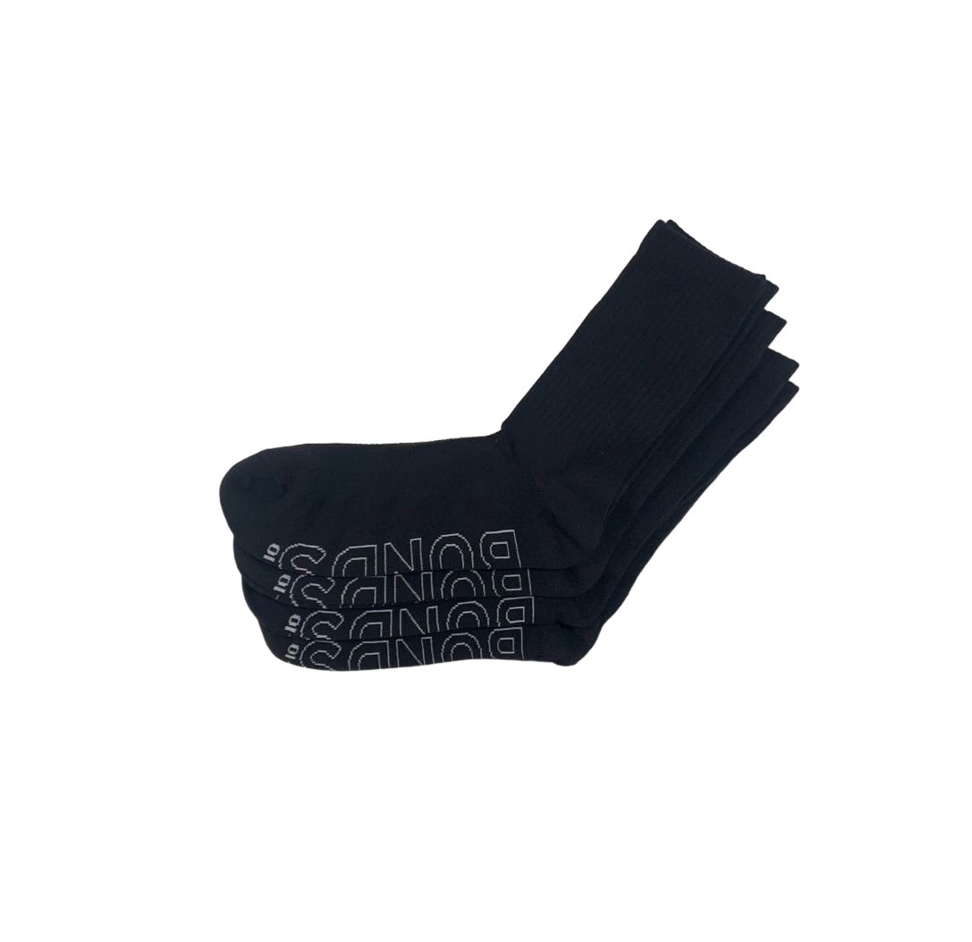 4 Pack Mens Bonds Logo Lightweight Crew Socks Black