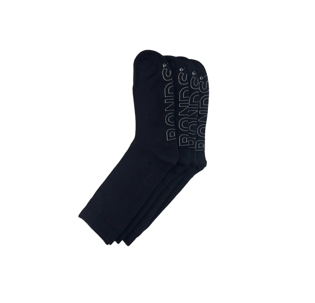 4 Pack Mens Bonds Logo Lightweight Crew Socks Black
