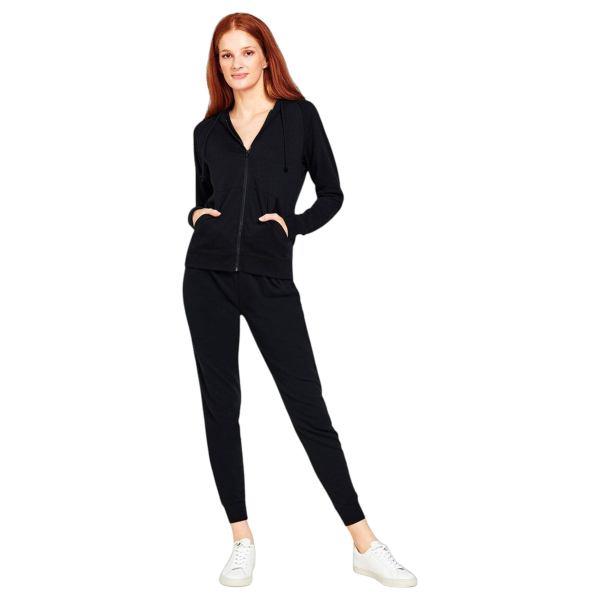 Womens Bonds Essential Zip Hooded Hoodie Black