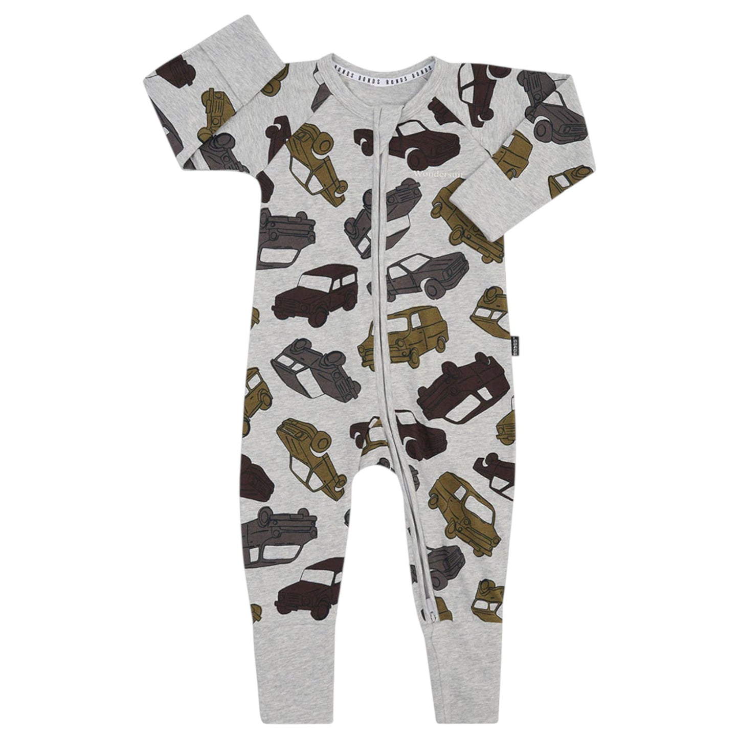 Baby Unisex Bonds Zip Coverall Coverall Grey Camo Car