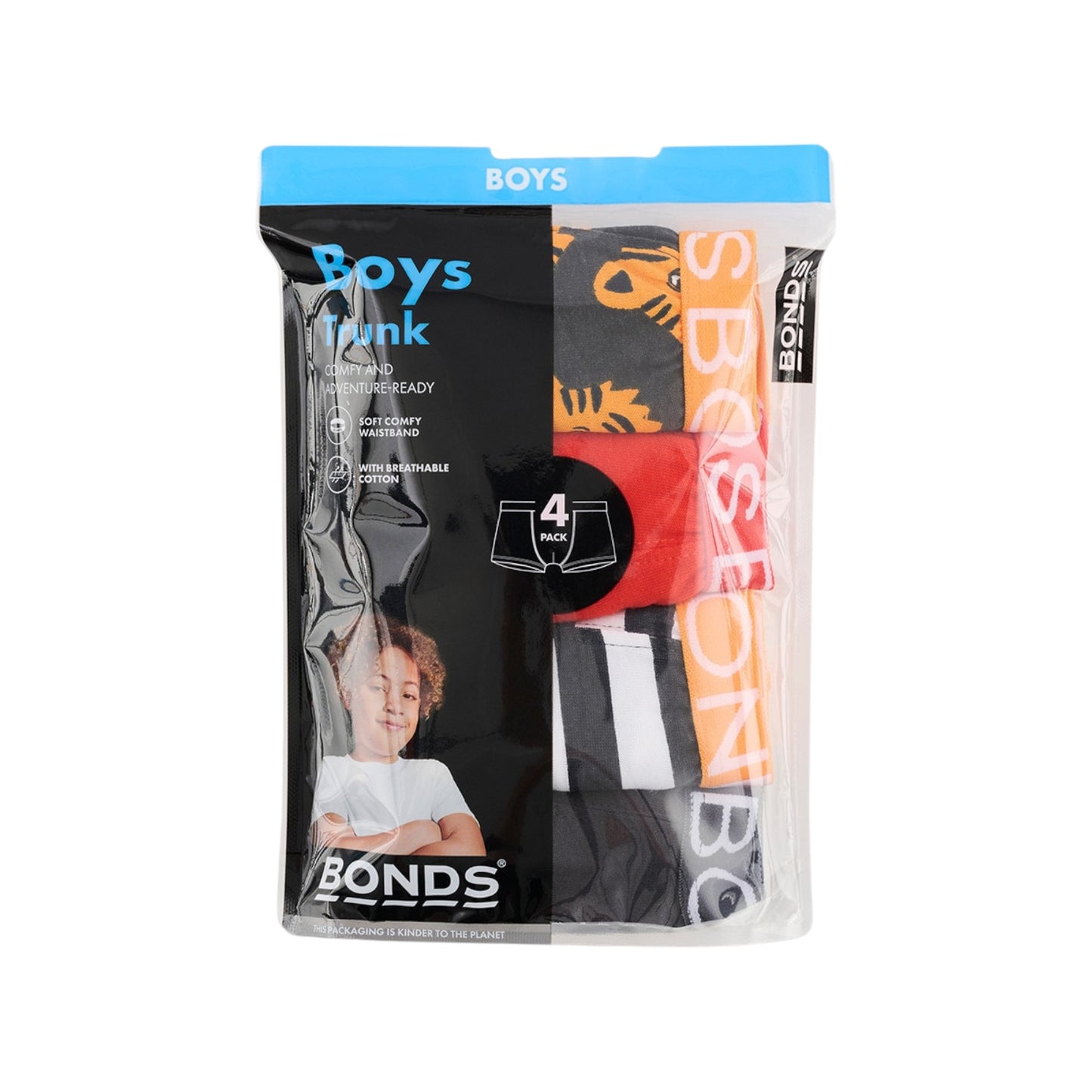 4 Pack Kids Boys Bonds Boxer Trunks Underwear Multi