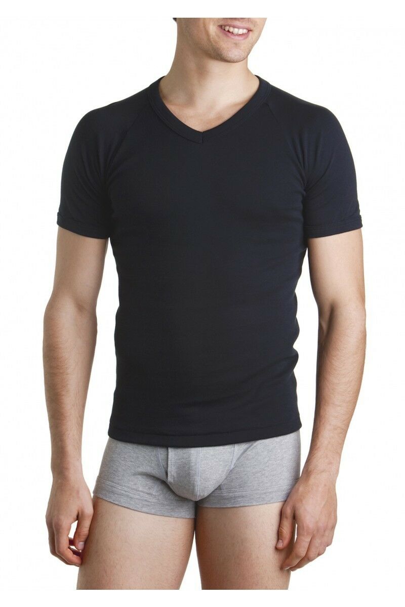 Mens Bonds Raglan V-Neck T-Shirt Black