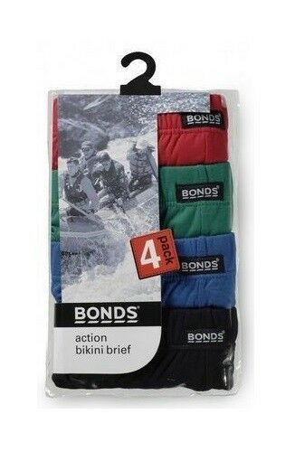 4 Pack Mens Bonds Action Hipster Briefs Underwear Red/Green/Blue/Black