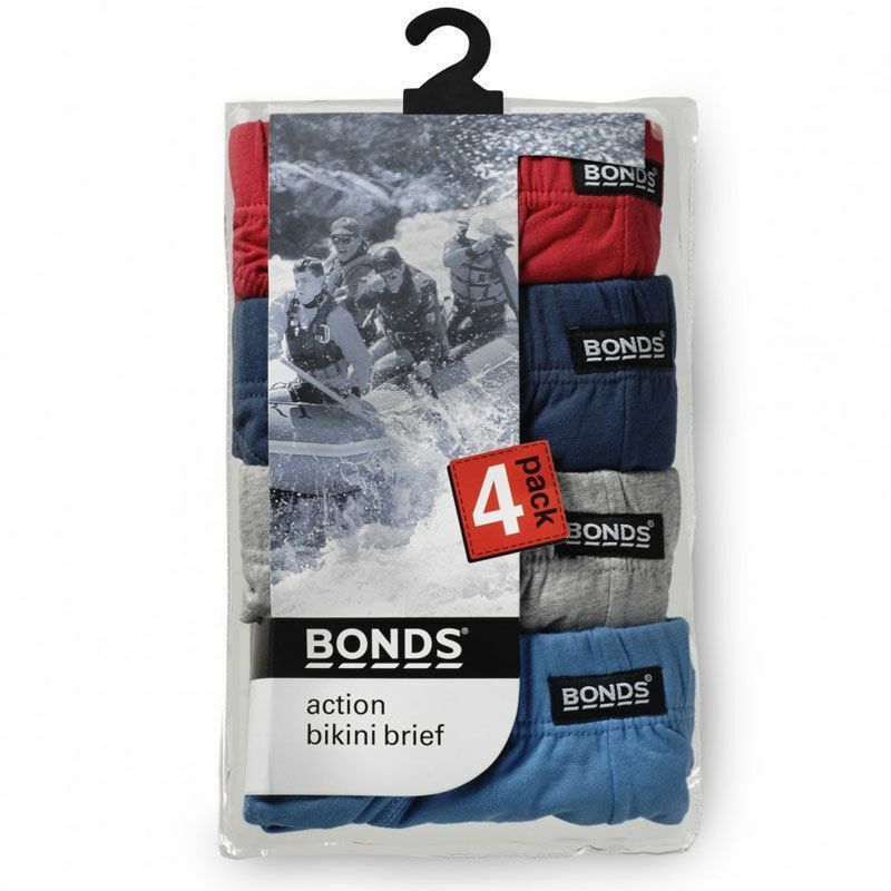 4 Pack Mens Bonds Action Hipster Briefs Underwear Red/Navy/Grey/Light Blue