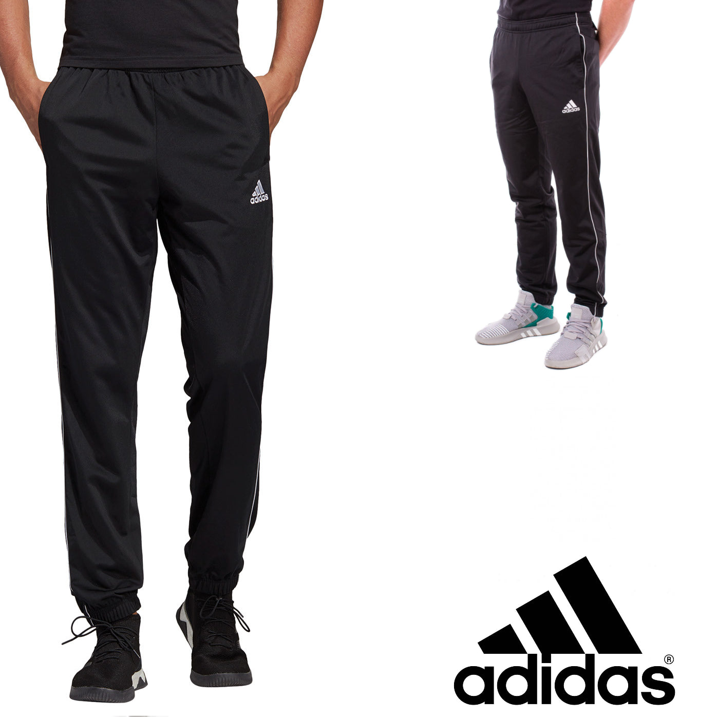 Mens Adidas Core 18 Trackies Black